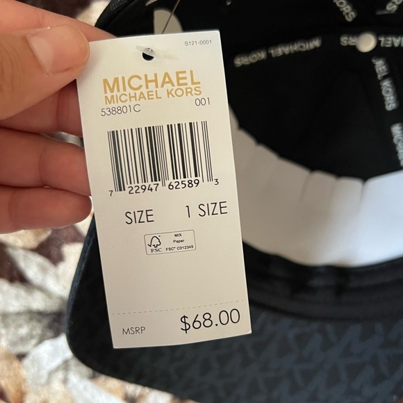 MICHAEL KORS Signature Logo Stretch Cotton Adjustable Baseball Hat NWT One Size main image 10